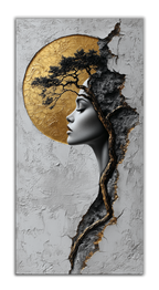 Gilded Art Print Abstract Girl – Gilded Wall Decor & Gold Accent Canvas, Foil