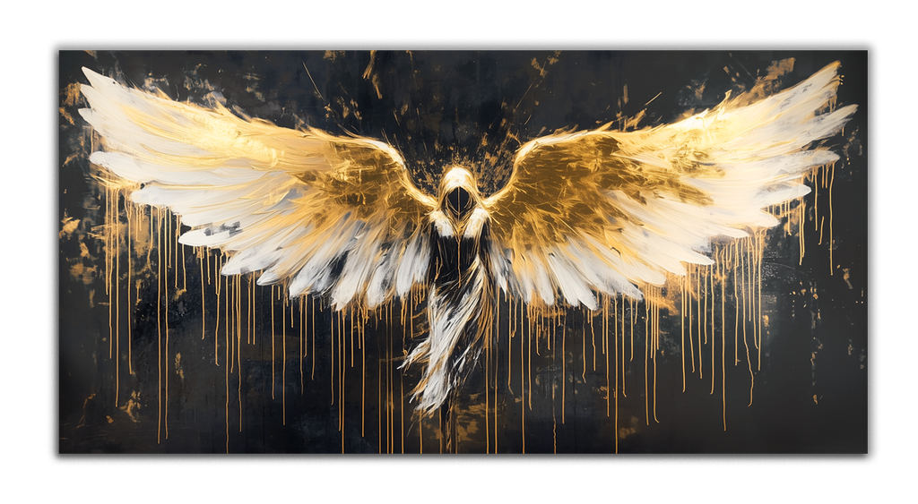 Abstract Gold Foil Wall Art "Angel" | Modern Portrait on Gold Foil | Ready to Hang Canvas