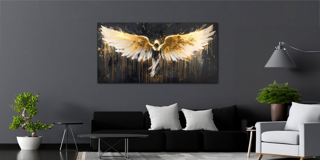 Abstract Gold Foil Wall Art "Angel" | Modern Portrait on Gold Foil | Ready to Hang Canvas