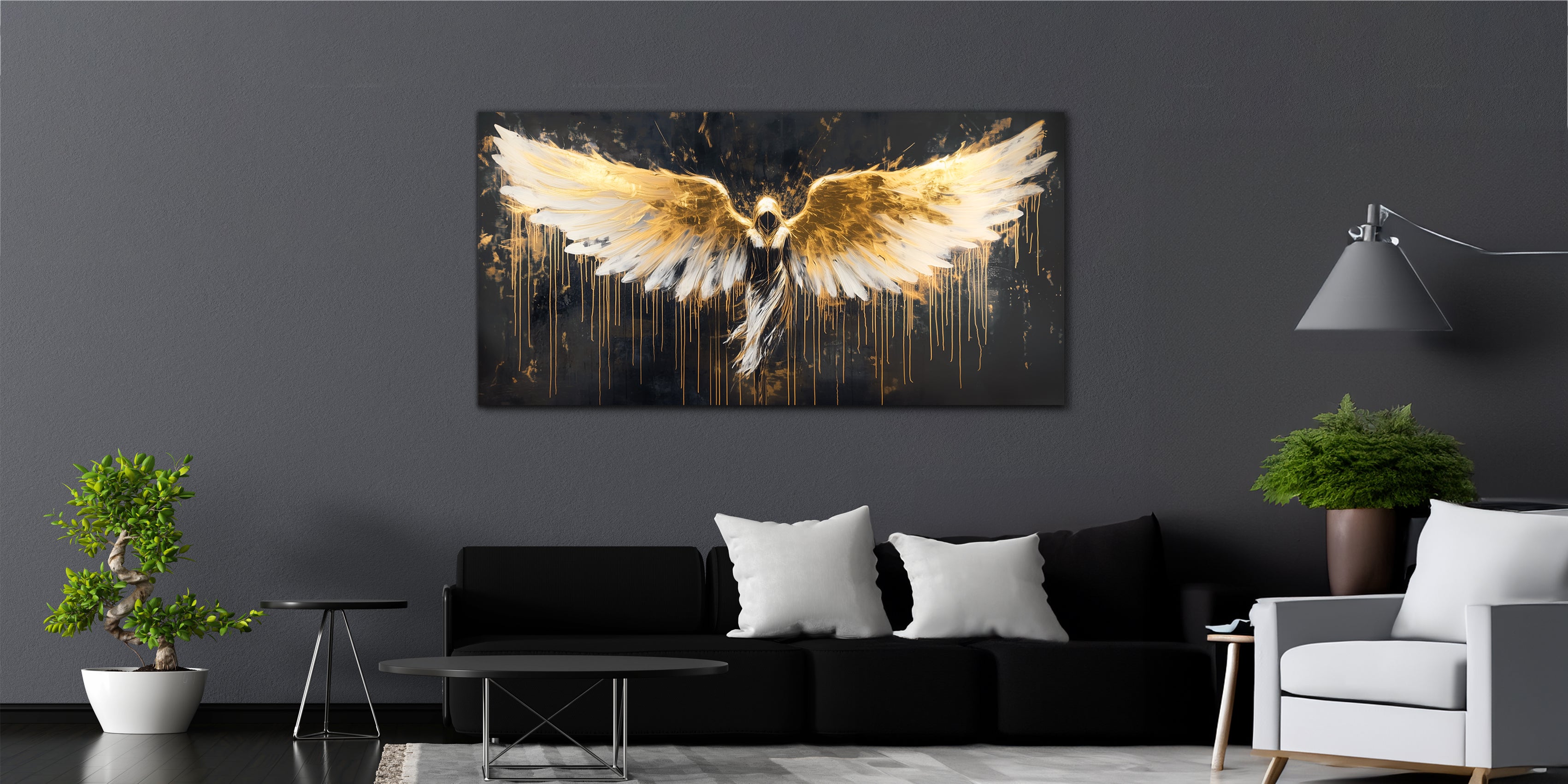 Abstract Gold Foil Wall Art "Angel" | Modern Portrait on Gold Foil | Ready to Hang Canvas