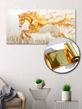 Gold Foil Wall Art Print: Golden Horse Gold Accent Wall Decor Canvas Foil