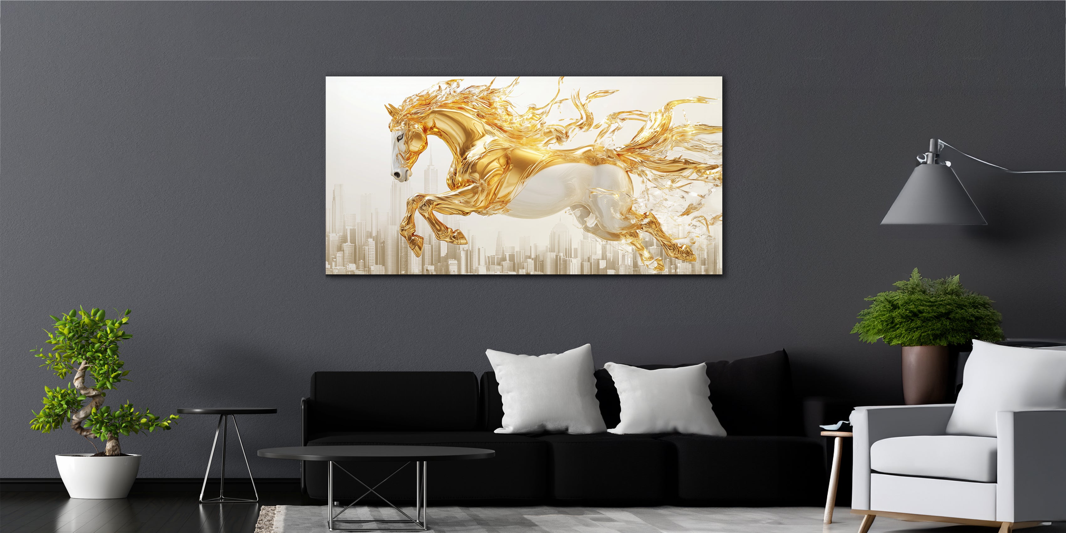 Gilded Art Print: Golden Horse Gold Accent Wall Decor Canvas Foil