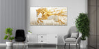 Gold Foil Wall Art Print: Golden Horse Gold Accent Wall Decor Canvas Foil