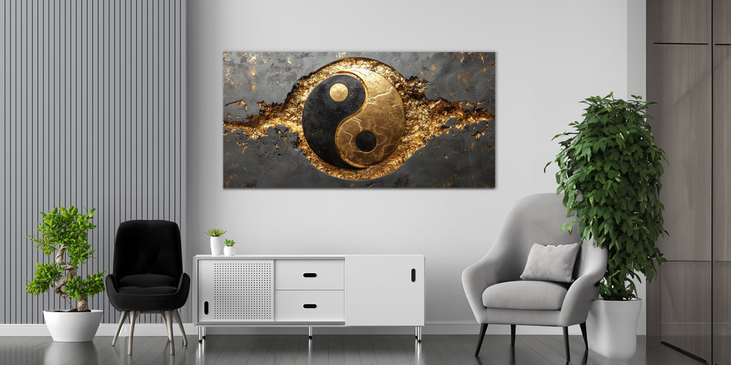 Gold Wall Art – Yin-Yang Metallic Foil Canvas