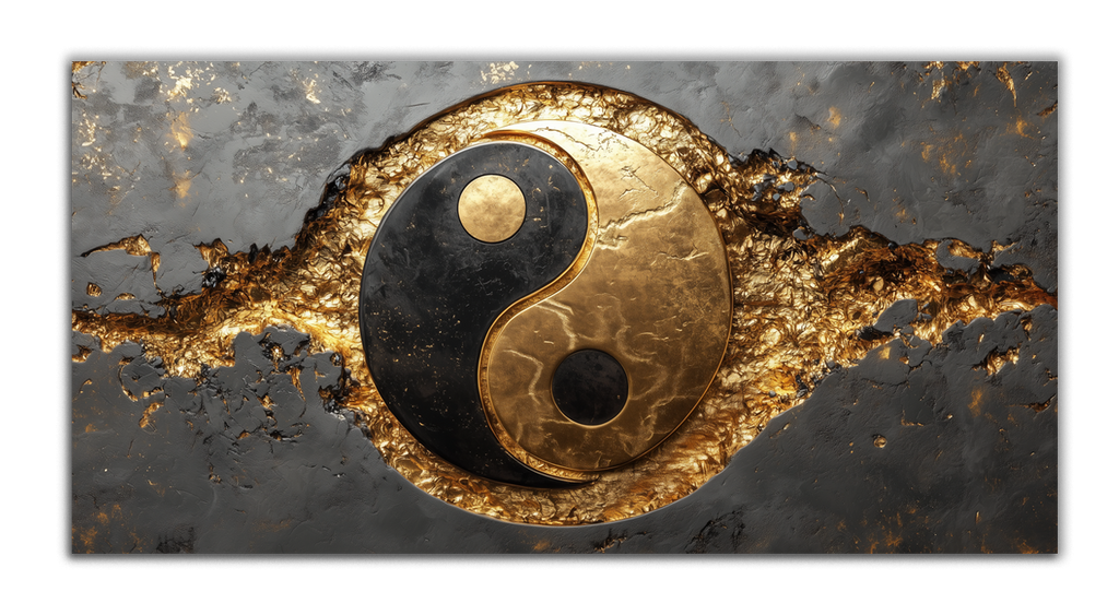 Gold Wall Art – Yin-Yang Metallic Foil Canvas