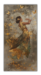 Gold Foil Canvas Print Wall Art Girl Dancing for the Bedroom