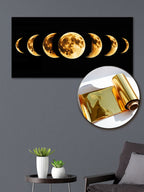 Gold Foil Wall Art Moon Phases – Gilded Canvas Print for Modern Interiors