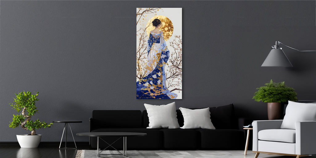 Gold Foil Wall Art Abstract Girl for the Bedroom and Living room.