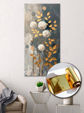Gold Wall Art – Flowers with Golden Leaves Metallic Foil Canvas.