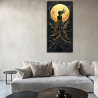 Gold Wall Art – Abstract Silhouette Metallic Foil Canvas.