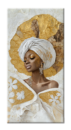 Gold Wall Art – Girl on Light Background Metallic Foil Canvas.