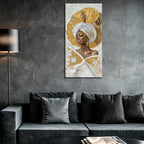 Gold Wall Art – Girl on Light Background Metallic Foil Canvas.