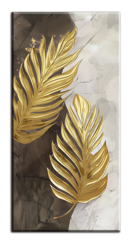 Gold Foil Wall Art Print "Golden Leaves" | Gold Wall Decor | Gold Art Print for Living Room & Bedroom