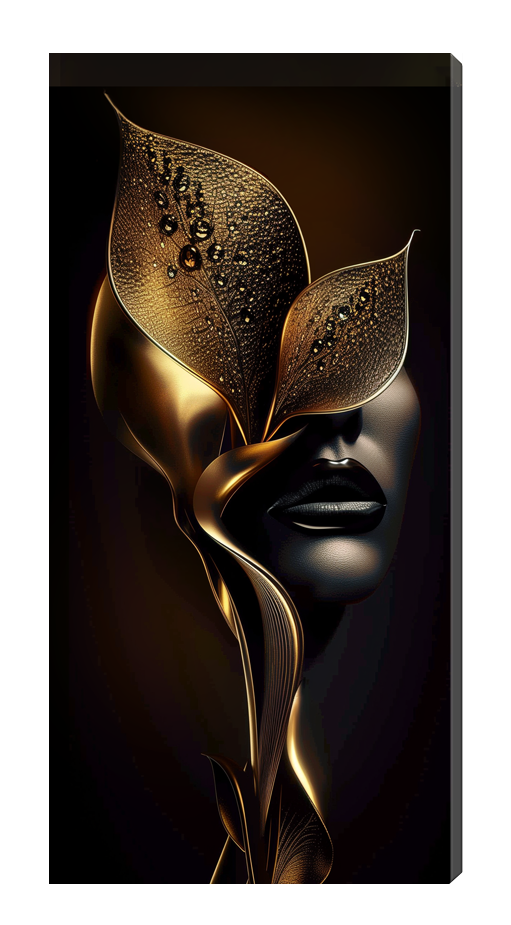Gold Foil Wall Art Print "Golden Flower & Silhouette" | Gold Accent Art | Gold Wall Art for Bedroom