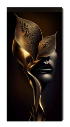 Gold Foil Wall Art Print "Golden Flower & Silhouette" | Gold Accent Art | Gold Wall Art for Bedroom