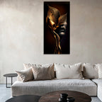 Gold Foil Wall Art Print "Golden Flower & Silhouette" | Gold Accent Art | Gold Wall Art for Bedroom
