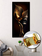 Gold Foil Wall Art Print "Golden Flower & Silhouette" | Gold Accent Art | Gold Wall Art for Bedroom