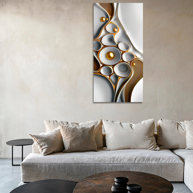 Abstract White & Gold Wall Art | Gold Foil Print | Modern Gold Wall Decor for Living Room