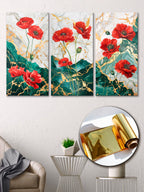 Gold Foil Poppy Multi Panel Wall Art Canvas.
