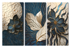 Gold Foil Leaf Abstraction Multi Panel Wall Art Canvas.