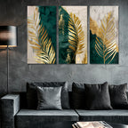 Gold Foil Leaves Multi Panel Wall Art Canvas