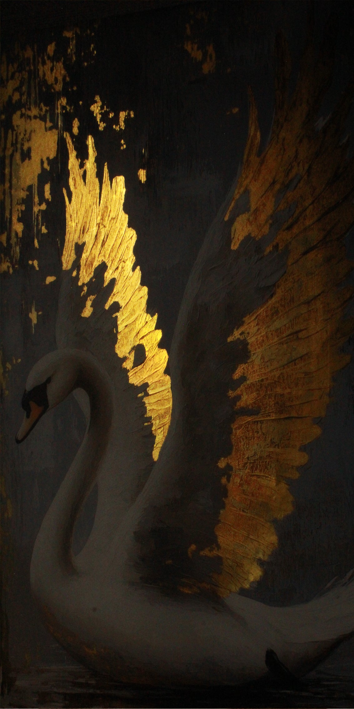 Gold Foil Wall Art Abstract Girl for the Bedroom and Living room.