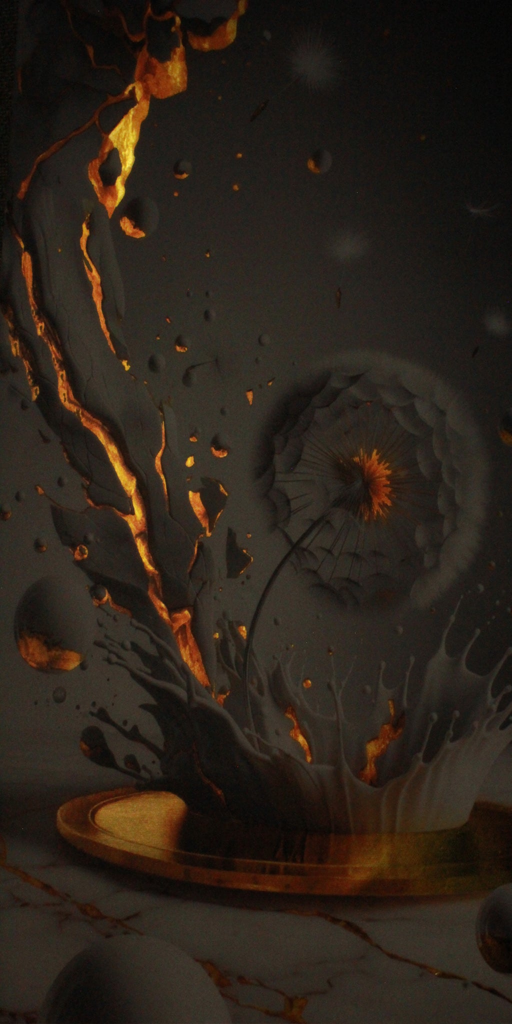 Gold Foil Wall Art Abstract Girl for the Bedroom and Living room.