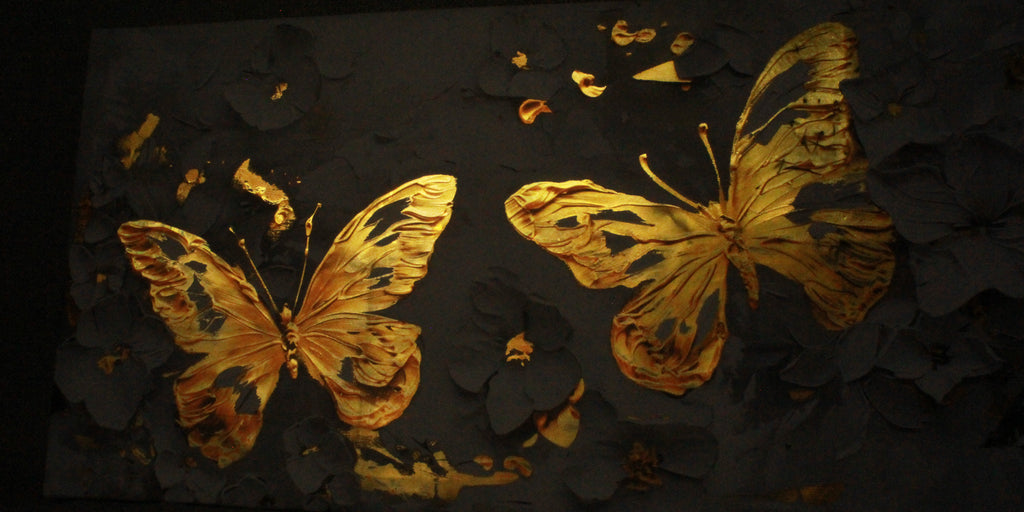 Abstract Gold Foil Wall Art "Angel" | Modern Portrait on Gold Foil | Ready to Hang Canvas