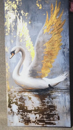 Gold Foil Wall Art Angel and Golden Sun – Gilded Art Print with Gold Accent Decor